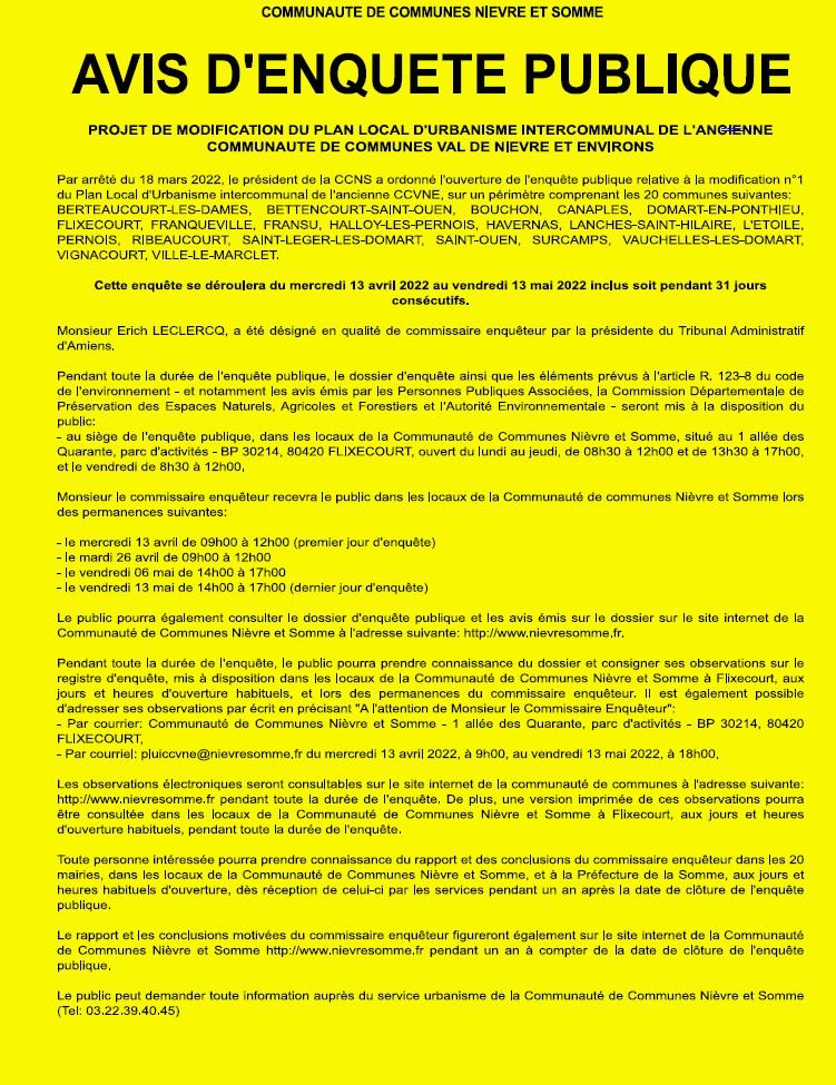 Avis enquete publique